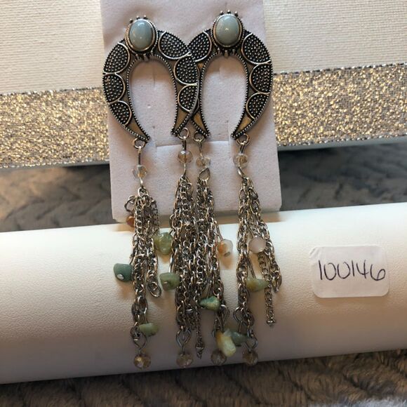 Horseshoe pendent pierced earrings - Picture 1 of 6